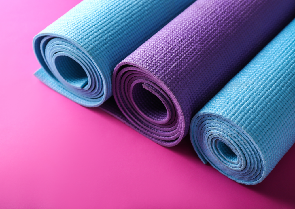 Rolled up yoga mats